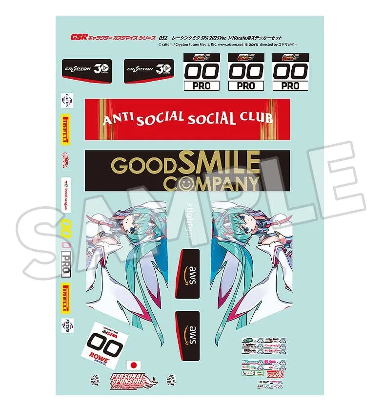 Hatsune Miku GSR Character Customization Series 052 Sticker Set for GSR Cars 1/10 Racing Miku SPA 2025 Ver.